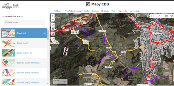 Mapy CDB - Nový úsek D1