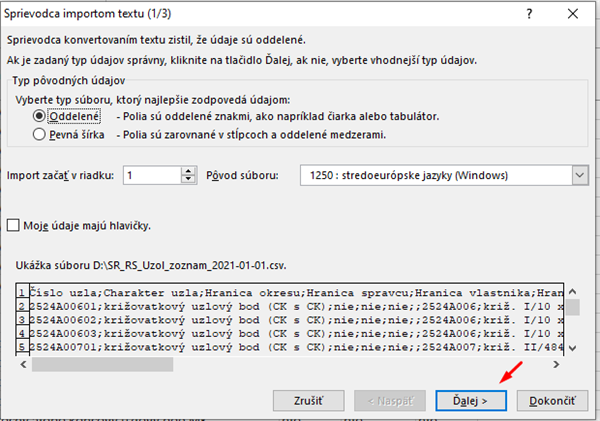 Import textu z CSV do MS EXcel - 2