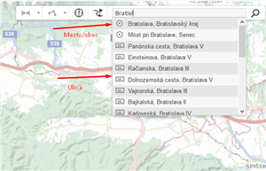 Hľadanie - mesto/obec, ulica