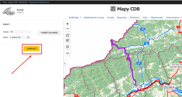 Grafy - Mapy CDB, výber cesty