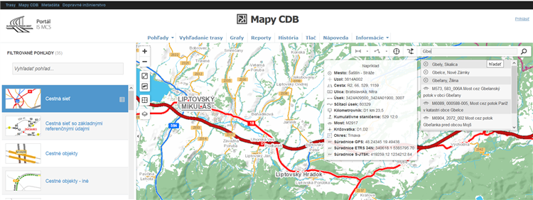 Mapy CDB - vyhľadávanie