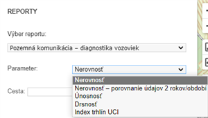 Mapy CDB / Reporty / Diagnostika vozoviek