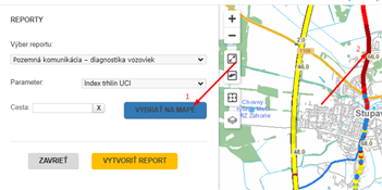 Reporty - Výber cesty bez určenia staničenia