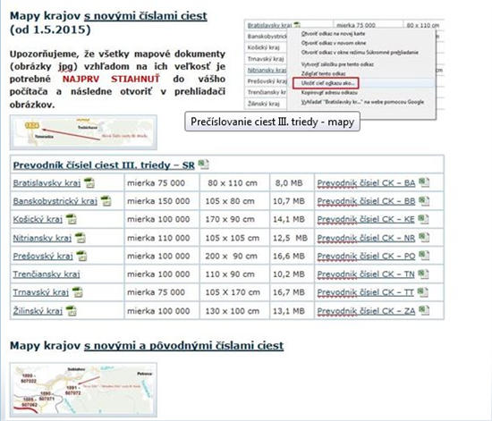 Prečíslovanie ciest III. triedy - mapy
