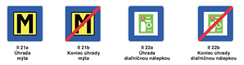 Dopravné značky II 21a,b a II 22 a-b